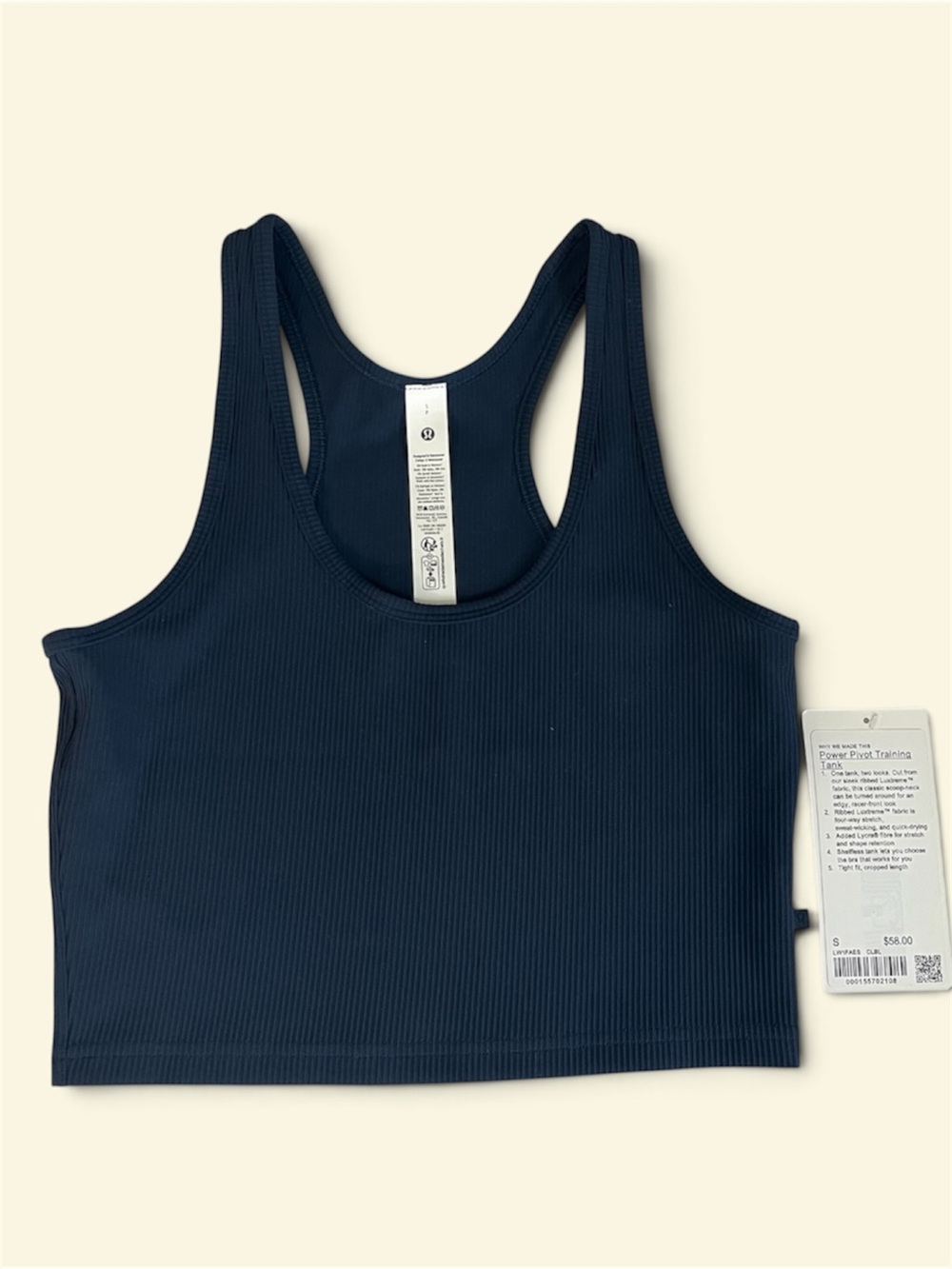 lululemon athletica Deep Navy Power Pivot Training Tank